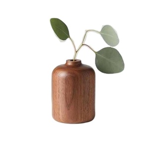 Maceta de Madera de Acacia Natural con Flores Artificiales, Macetero Hecho a Mano para Decoración de Hogar, Oficina y Balcón - Product Image 1