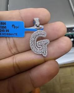 Abalorios de Plata de Ley 925 Bañados en Oro con Letra Inicial G y Diamante Clásico VVS D de 0.91 Ct para Fiesta - Product Image 2