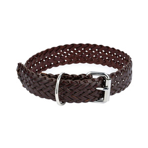 Genuine leather dog collar designed with <b>braided</b> pattern for strength comfort and long term use in very wholesale price - Product Image 1