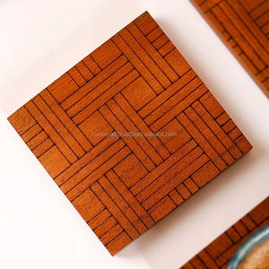 ชุดจานรองแก้วไม้ทรงสี่เหลี่ยมพร้อมลายทอ ทนความร้อน ใช้สำหรับกาแฟและตกแต่งโต๊ะอาหาร - Product Image 4