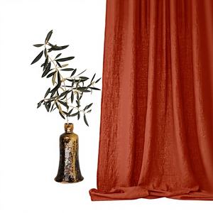 100% paneles de cortina de ventana de algodón Natural cortinas de tamaño personalizado para dormitorio y sala de estar piedra lavada café estilo granja cuerda - Product Image 1