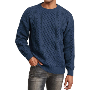 Pull en tricot torsadé à col rond pour homme, manches longues, 100% laine, anti-boulochage, épais, pour l'hiver - Product Image 3