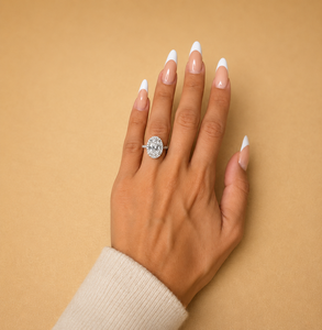 4.50 TCW Oval Cut Lab Grown Diamond Engagement <b>Ring</b> | Halo Pav | IGI Certified | 14K White Gold Luxury Wedding Party <b>Proposal</b> - Product Image 3