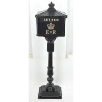 Boîte aux lettres vintage à poser au sol pour décoration extérieure, avec support sur pilier, résistante aux intempéries, durable, pour décor de jardin