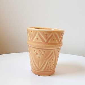 Vintage Outer Pattern Bohemian Light Engrave Pattern Ceramic Coffee <b>Cup</b> and Saucer Set with Handle Exquisite Export By UO - Product Image 5