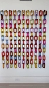 Adornos de Pared Curvos de Acrílico Ecológicos de Estilo Art Deco Moderno de ILAHI, Adornos Colgantes Hechos a Mano con Patrón Vertical en Forma de Cadena - Product Image 2