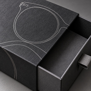 Caja de embalaje rígida estilo cajón SunGene Lineform Optics para gafas y paño de limpieza - Product Image 3