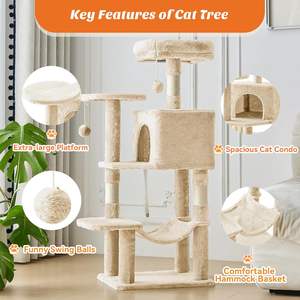 Árbol rascador para gatos, torre de escalada para gatos con postes rascadores de sisal natural, hamaca, casa para mascotas para gatos y gatitos de interior. - Product Image 3