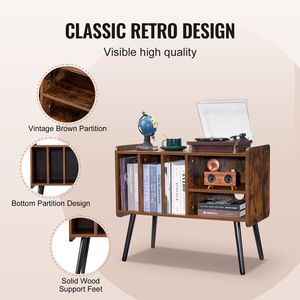 Armadietto da 220 in vinile marrone Vintage che tiene giradischi supporto ripiani rimovibili regolabile in altezza per soggiorno camera da letto - Product Image 5