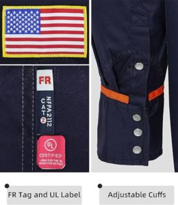 เสื้อเชิ้ตแขนยาวสำหรับงานเชื่อม ทนไฟได้มาตรฐาน ANSI Class 2 สำหรับผู้ชาย ผลิตจากผ้าฝ้าย ขายส่ง ปรับแต่งได้ เหมาะสำหรับงานอุตสาหกรรม - Product Image 6