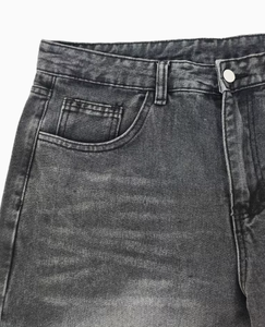 Jean ample taille haute en denim de coton délavé pour homme, motif cachemire bohème, coupe décontractée, grandes tailles, avec braguette zippée - Product Image 3