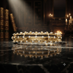 Bracelet jonc ouvert en or jaune de luxe avec diamants, motif floral, élégant, pour femme, bijoux fins, cadeau de mariage ou de fête - Product Image 1