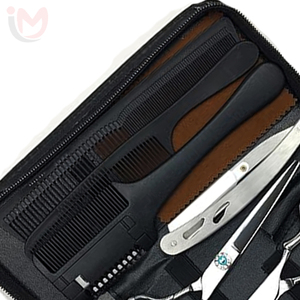 Professional Hairdressing Scissors <b>Set</b> Stainless Steel 6.0 Inch Matte Black <b>Barber</b> Salon Tools with Combs and Case - Product Image 3
