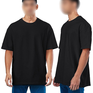 เสื้อยืดสีดำทรงโอเวอร์ไซส์สำหรับผู้ชาย แบบคอตตอน ไหล่ตก  รับผลิตเสื้อยืดเปล่าแบบ OEM ODM แบรนด์ส่วนตัว โรงงานผลิตเสื้อผ้า - Product Image 4