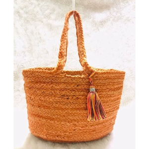 Sac fourre-tout en jute Love Bling pour femmes, sacs à main ethniques bohèmes, sacs de shopping naturels, prix d'usine en gros - Product Image 4