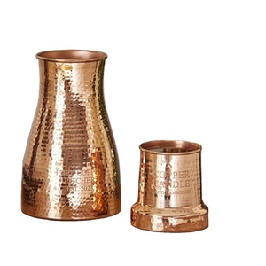 Premium Handcrafted Jointless Copper Pitcher & Tumbler Set Luxury Hammered Finish <b>Pure</b> Copper Water Carafe for Home Hotel Decor - Product Image 1