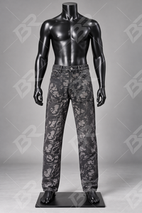 Pantalones Vaqueros Cargo para Hombre, Corte Regular, Cintura Media, Lavado Oscuro, Estampado Floral, Estilo Hip Hop Urbano - Product Image 3