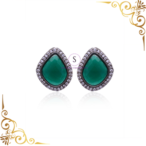 Nuevos Pendientes de Plata Oxidada con Diamantes Americanos y Piedras Preciosas Verdes, Joyería de Moda para Mujer - Product Image 4
