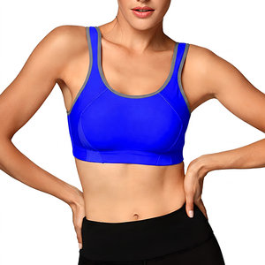 Soutien-gorge de sport rose avec bordure grise, maintien élevé, haut de yoga et d'entraînement, vêtements de sport pour femmes - Product Image 4