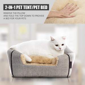 Cama de Lujo para Gatos, Tipo Cueva, con Cojín Lavable y Extraíble, Cama Suave para Gatitos, Mueble para Gatos, Tamaño Pequeño/Mediano, Material de Piel - Product Image 4