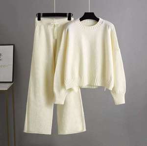 Conjunto Deportivo Informal de 2 Piezas para Mujer, en Algodón Sólido, con Sudadera y Pantalones Deportivos, Corte Holgado, Ecológico - Product Image 2