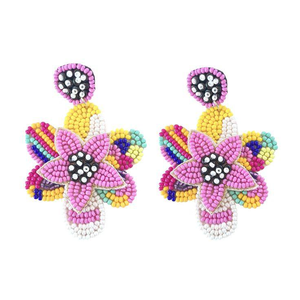 Boucles d'oreilles multicolores en perles de rocaille brodées à la main, bijoux fantaisie pour femmes, par MD HANDICRAFTS - Product Image 5