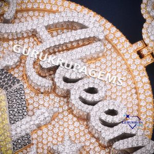 Colgante redondo con logotipo y letra personalizados RTS, con diamantes brillantes de talla redonda D VVS, plata de ley 925, probado con el detector de diamantes. - Product Image 5