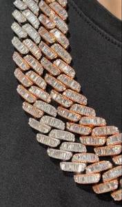 Collar de Cadena Cubana Personalizado con Micro Pavé de Moissanita, Estilo Hip Hop, Plata de Ley 925, Bañado en Oro Rosa, CONCEPTION INT-2-94 GRS - Product Image 4