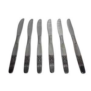 Ensemble de couteaux à beurre en acier inoxydable, bord droit, manche orné, ustensile de cuisine - Product Image 1