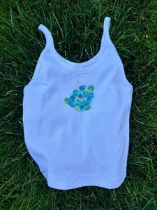 Customize <b>White</b> Cotton Ribbed <b>Tank</b> <b>Top</b> <b>Crop</b> <b>Top</b> With Beaded Embroidery Yellow Orchid Flower Patch For Women Summer Fashion Wear - Product Image 4