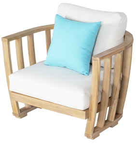 Fauteuil moderne d'extérieur en bois d'acacia | Coussin bleu; Idéal pour les hôtels et les villas | Fabricant du Vietnam - Product Image 1