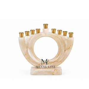 Ménorah de Hanouka en résine marbrée à 9 branches, minimaliste, porte-bougie de Hanouka, décoration de luxe Judaica pour la maison, centre de table, meilleur prix - Product Image 6