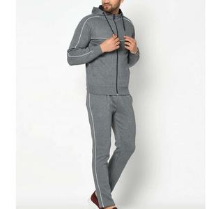 Conjunto de chándal de dos piezas ajustado para hombre con bordado personalizado, traje para correr de poliéster con bloque de color y logotipo, pantalones de lana al por mayor - Product Image 2