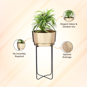 Jardinière avec support, en métal durable de qualité, légère, pour décoration intérieure et extérieure, jardin, maison, bureau, style moderne - Product Image 4