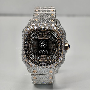 Reloj Mecánico de Lujo Personalizado OEM de Dos Tonos con Esqueleto, Completamente Cubierto de Moissanita, Reloj Hip Hop para Hombre - Product Image 5