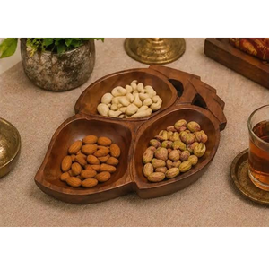 Plateau décoratif en bois de qualité supérieure en forme de feuille pour fruits secs, design minimaliste, pour le service - Product Image 2