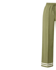 Pantalon large vert olive pour femme, décontracté, taille haute, avec cordon de serrage, coupe ample, droit, confortable, pour la détente, tendance - Product Image 3