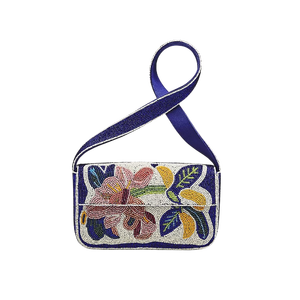 Sac à bandoulière carré brodé floral fait main avec perles, couleurs mélangées, sac fourre-tout promotionnel en coton personnalisé pour mariage - Product Image 1