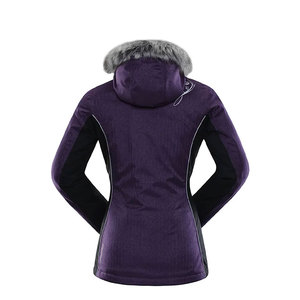 Veste matelassée à capuche pour homme, couleur violette, avec garniture en fourrure, imperméable, col montant, coupe classique, rembourrage en polyester, style décontracté - Product Image 3