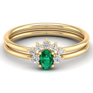 REYES, Nueva Llegada, Joyería de Plata de Ley 925 con Moissanita, Anillos Personalizables con Gema Esmeralda de Corte Ovalado de 0.21 Quilates para Mujer - Product Image 6