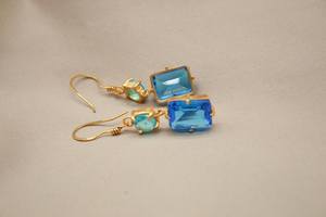 Pendientes de Topacio Azul y Zafiro Hechos a Mano, Plata de Ley 925, Chapados en Oro, Joyería Elegante, Regalo para Ella, Día de la Madre, Fiesta - Product Image 3