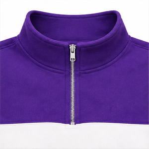Sudadera Corta Clásica para Mujer, Color Morado Real, Personalizable, con Cierre de Media Cremallera, Dobladillo de Canalé Suave, Mezcla de Algodón WHZCROP-0007 - Product Image 5