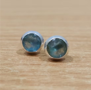 <b>Solid</b> 925 Sterling <b>Silver</b> Labradorite Gemstone Stud Earrings Supplier Wholesaler Manufacturer JAIPUR <b>SILVER</b> - Product Image 2