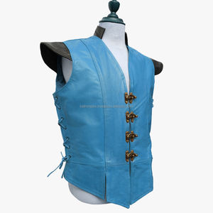 Haute Qualité En Gros Boucle Respirant À La Main 2 Côté Lacé Bleu Clair En Cuir Gilet OEM Service - Product Image 2