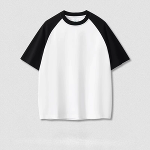 Men's Oversized Raglan Sleeve <b>T</b>-<b>Shirt</b> <b>Cream</b> Brown Contrast Color Blocked O-Neck Casual Jersey Knit Cotton Short Sleeve - Product Image 5
