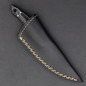 Forged Damascus Steel Fixed Blade <b>Drop</b> Point Knife Vertical Carry Sheath Full Tang OEM Hunting Camping Olive Wood Horn Handle - Product Image 2