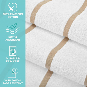Serviettes de plage et de piscine en coton léger à rayures Cabana 400 GSM, douces et à séchage rapide, Royaume-Uni, Europe - Product Image 5