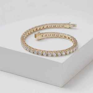 Élégant Bracelet Tennis Hip Hop en Moissanite Plaqué Or Rose Style Diamant, Coupe Ronde Brillante, Bijou Unisexe, Cadeau Tendance Quotidienne - Product Image 2