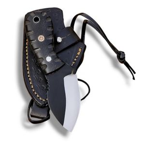 Couteaux de chasse en acier Damas pour l'extérieur, avec lame fixe tranchante et bord de coupe large, pour le dépecage du gibier et le camping - Product Image 4