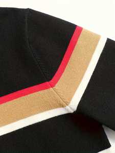 เสื้อสเวตเตอร์ถักลายทางสำหรับผู้ชาย คอกลม ทรงเข้ารูป สีดำ แดง น้ำตาล ลายทางแนวนอน เสื้อกันหนาวอุ่นๆ สำหรับฤดูหนาว เสื้อถักสำหรับผู้ชาย - Product Image 4